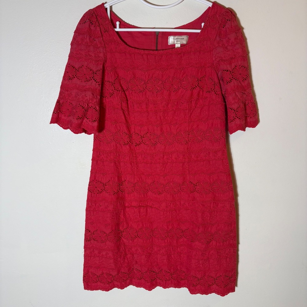 Moulinette Soeurs Anthropologie Red Eyelet Dress‎ Short Sleeve Size 4